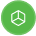 Green circle icon with a white hexagon and intersecting lines, symbolizing structure and generative design systems.