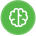 Green circular icon with a stylized brain and circuit pattern symbolizing unified AI intelligence for global teamwork.