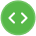 Green circle icon with double angle brackets, representing coding and forward-thinking development.